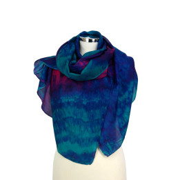 Turquoise Green Pink Silk Scarf – Cloud Forest