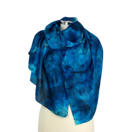 Teal Turquoise Blue Silk Scarf – Sea Waves