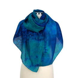 Peacock Blue Green Oversized Silk Scarf – Peacock