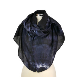Black Grey Oversized Silk Scarf – Midnight