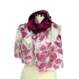 Burgundy Hand-Painted Silk Scarf – Burgundy Flowers