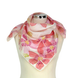 Peach Pink Hand-Painted Silk Scarf – Peach Flowers