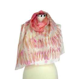 Peach Pink Hand-Painted Silk Scarf – Peach Parrot