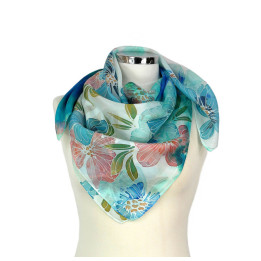 Emerald Green Hand-Painted Silk Scarf – Emerald Flowers