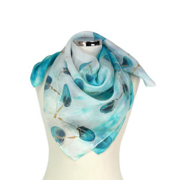 Turquoise Hand-Painted Silk Scarf – Turquoise Feathers