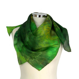 Green Square Silk Scarf – Enchanted Forest | Heron Design Studio