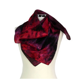 Red Black Square Silk Scarf – Black Rose | Heron Design Studio