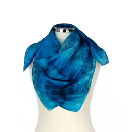 Blue Teal Square Silk Scarf – Sea Waves | Heron Design Studio
