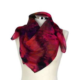 Magenta Green Purple Square Silk Scarf | Orchid Garden
