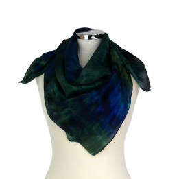 Green Blue Square Silk Scarf – Jungle | Hand-Dyed