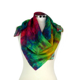 Colourful Square Silk Scarf – Tropical | Hand-Dyed