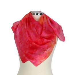 Pink Coral Red Square Silk Scarf – Sunset