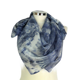 Grey White Square Silk Scarf – Silver Fox | Hand-Dyed