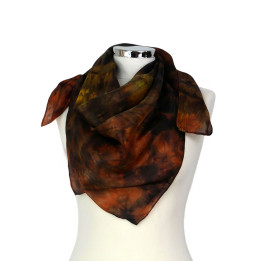 Brown Rust Square Silk Scarf – Walnut | Hand-Dyed