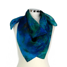 Navy Turquoise Square Silk Scarf – Ocean Escape