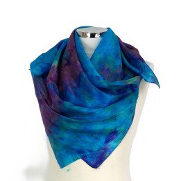 Turquoise Blue Square Silk Scarf – Atoll | Hand-Dyed