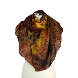 Brown Rust Oversized Silk Scarf – Walnut | Hand-Dyed