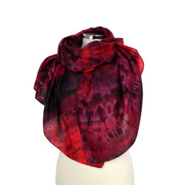 Red Black Oversized Silk Scarf – Black Rose