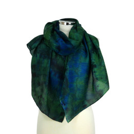 Green Blue Oversized Silk Scarf – Jungle