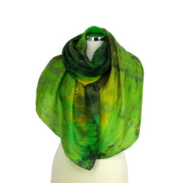 Green Yellow Oversized Silk Scarf – Enchanted Forest