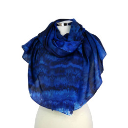 Midnight Navy Blue Oversized Silk Scarf – Indigo Dream