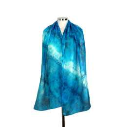 Teal Blue Silk Scarf – Sea Waves | Heron Design Studio