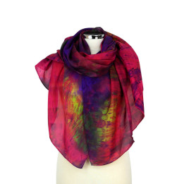 Magenta Pink Green Oversized Silk Scarf – Orchid Garden